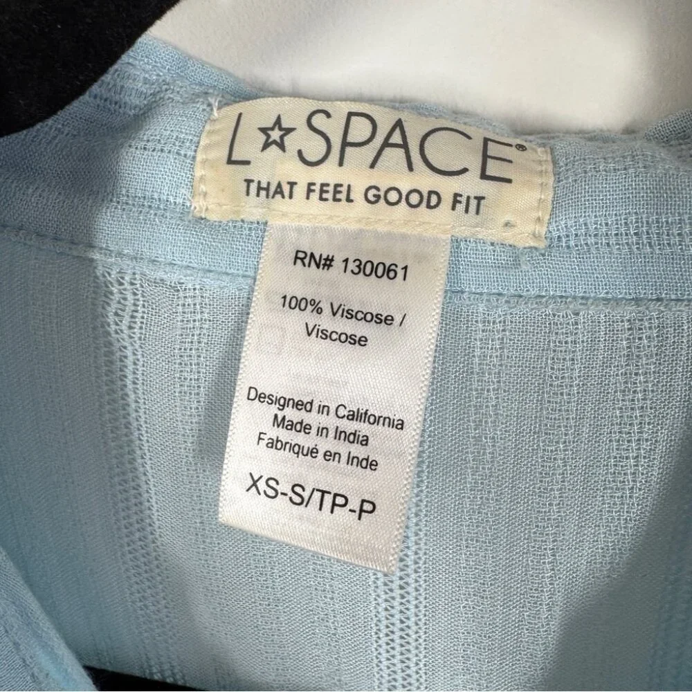 L*Space Light Blue Oversized Beach Cover Up Viscose Button Down Shirt Dress XS/S